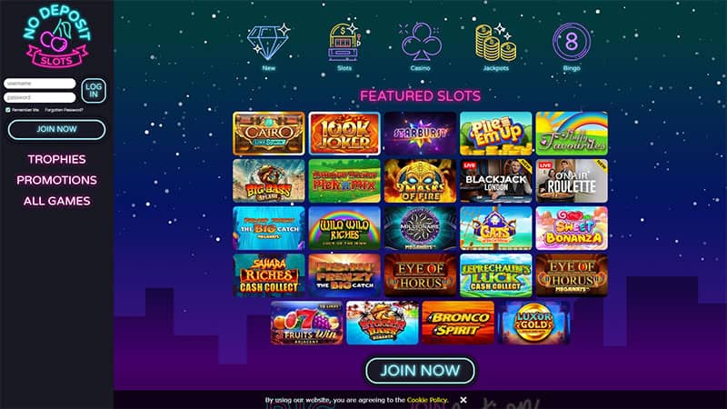 No Deposit Slots casino review & lobby