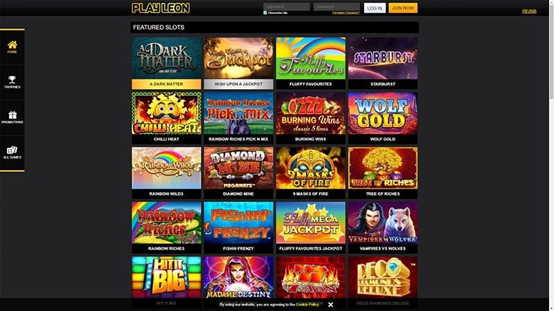 PlayLeon casino review & lobby