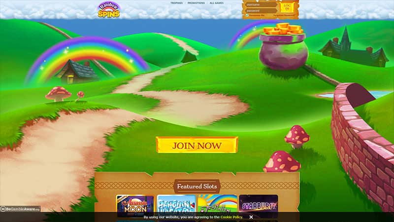 Rainbow Spins casino review & lobby
