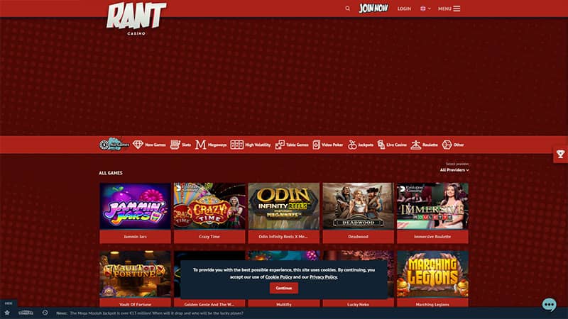 Rant Casino review & lobby