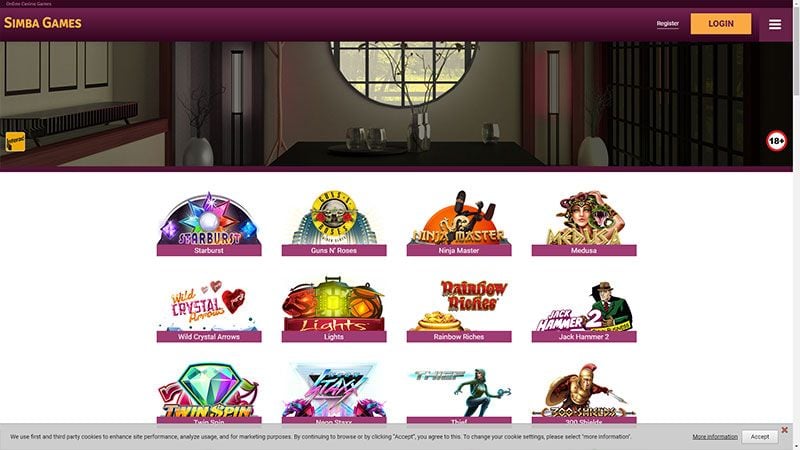 SimbaGames casino review & lobby