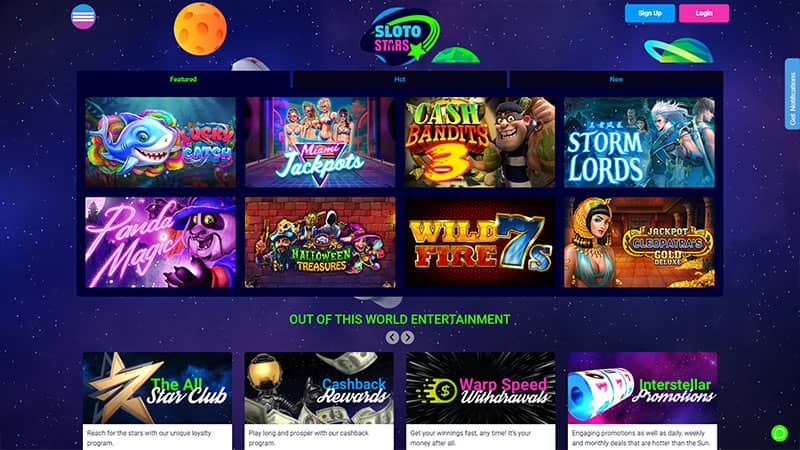 SlotoStars casino review & lobby