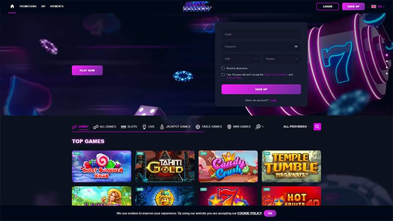 Slots Gallery casino review & lobby