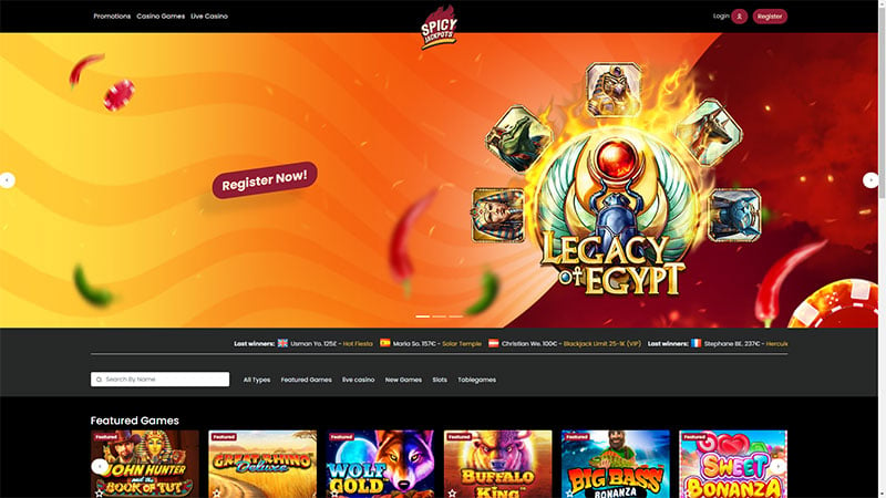 Spicy Jackpots casino review & lobby