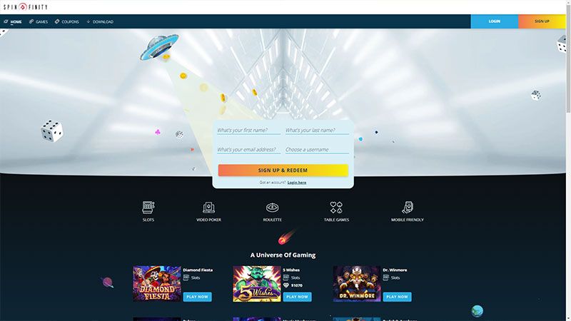 Spinfinity casino review & lobby