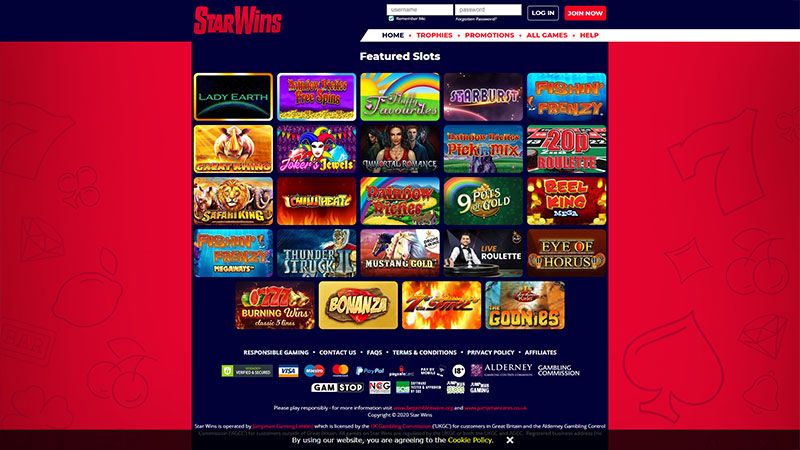 Star Wins casino review & lobby