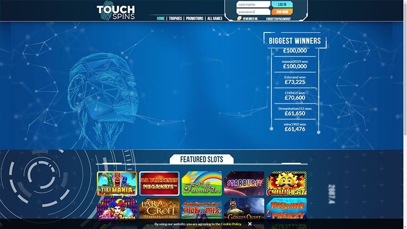 Touch Spins casino review & lobby