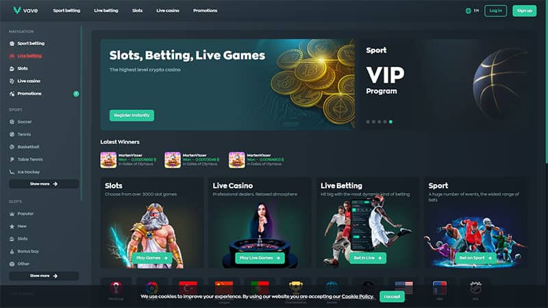 Vave casino review and lobby