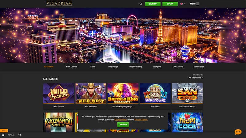 VegaDream casino review & lobby