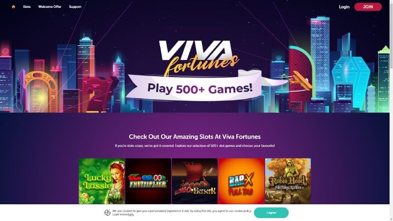 VivaFortunes casino review & lobby