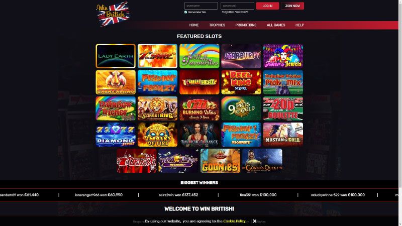 WinBritish casino review & lobby