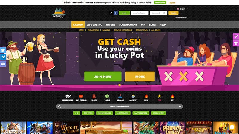 Winolla casino review & lobby