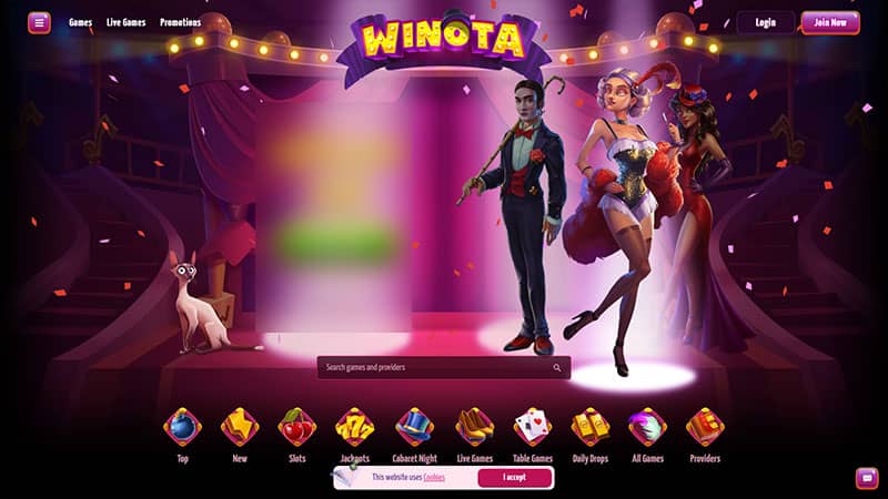 Winota casino review & lobby