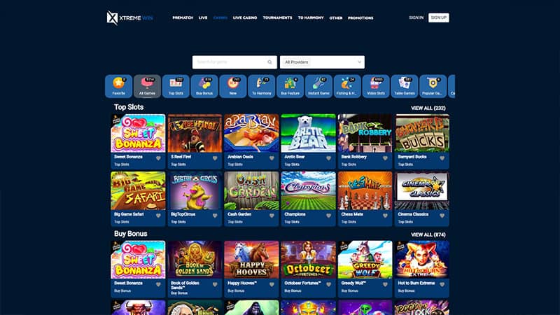 Xtreme Win casino review & lobby