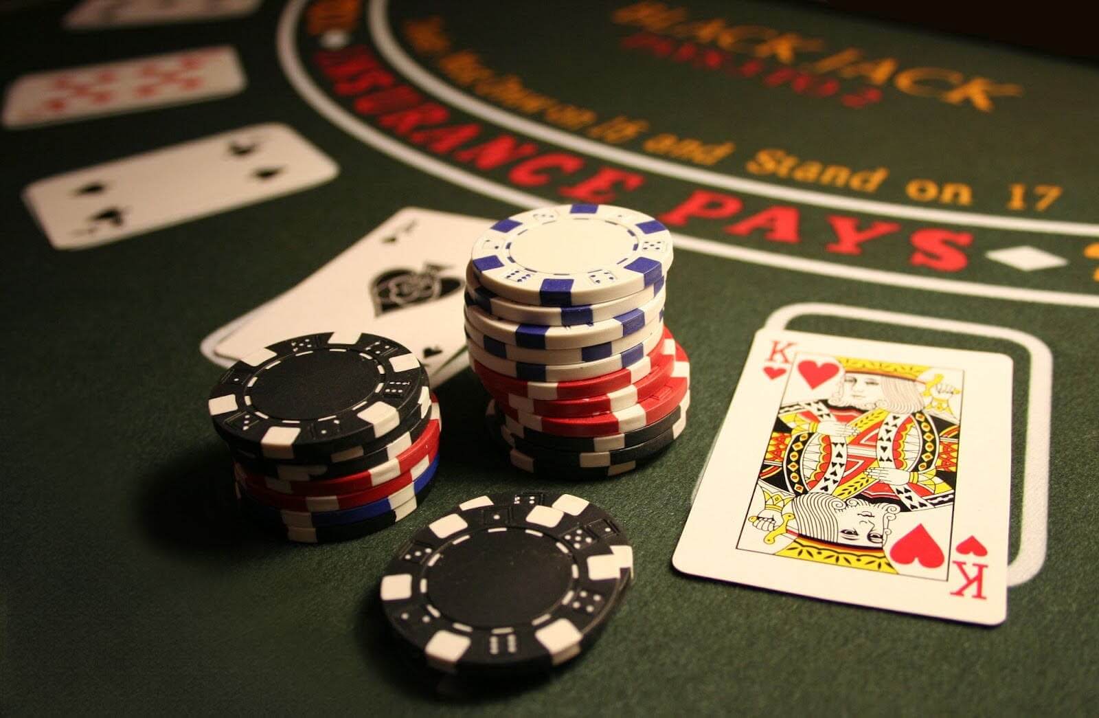 Casino chips and playing cards