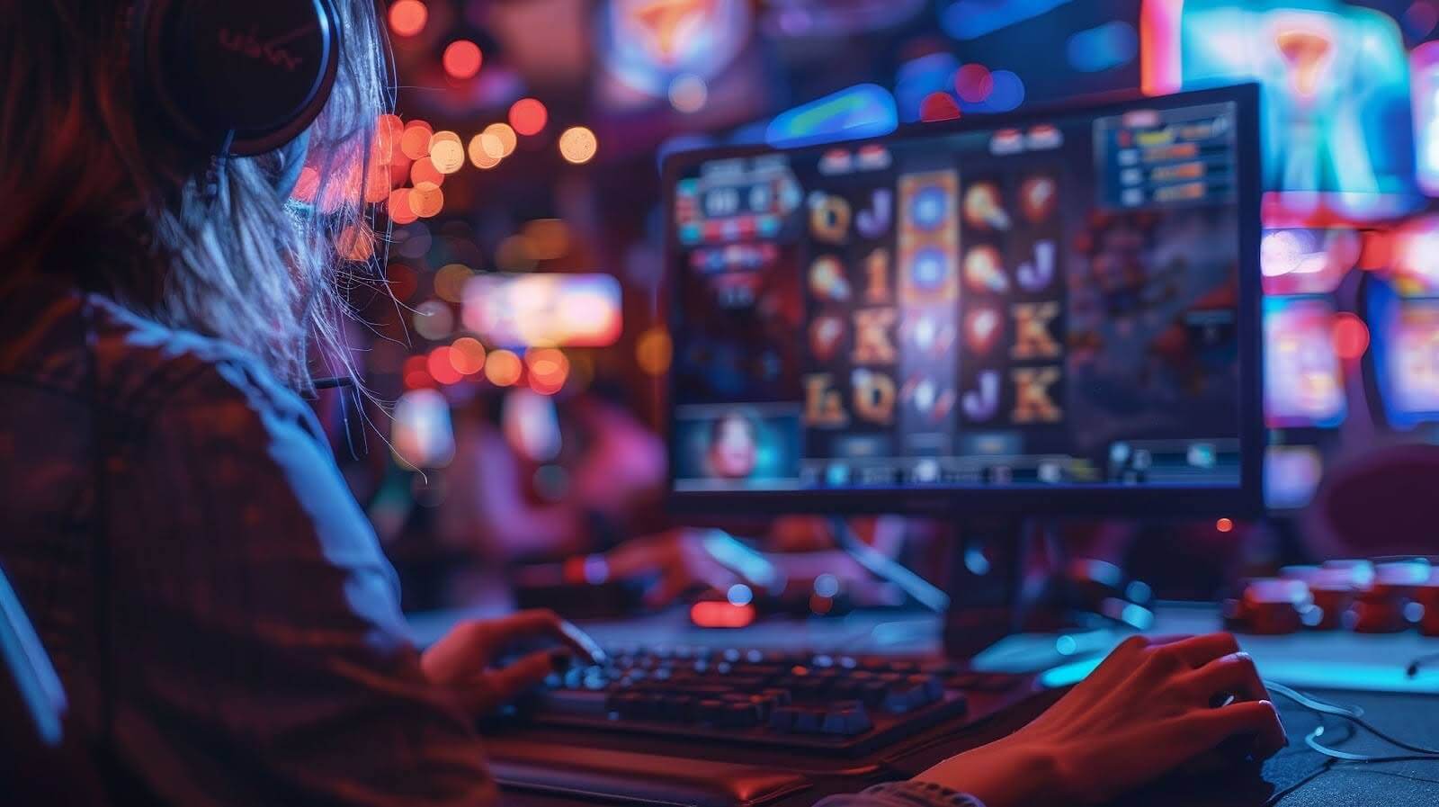 A woman playing online slots 