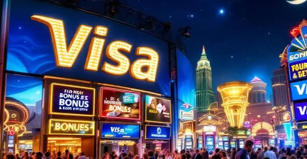 An enticing display of various bonuses available at Visa casinos.