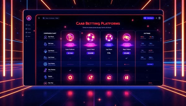 A comparison chart of different betting platforms, focusing on promotions and bonuses