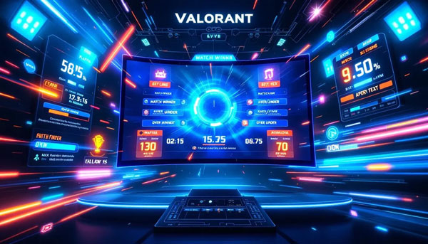 An infographic explaining common Valorant bets, including match winner and over/under