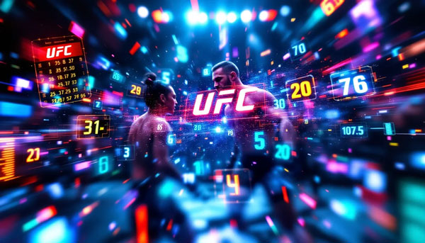 A visual representation of UFC betting odds with mixed martial arts elements