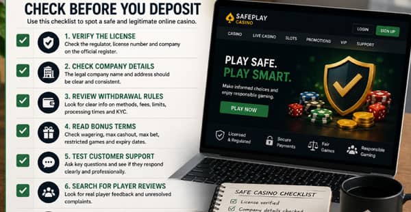 Checklist for checking if an online casino is legit