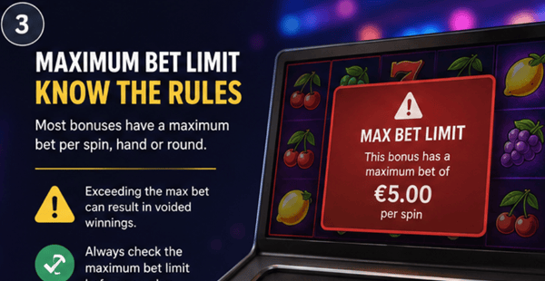 Casino bonus maximum bet limit warning for online slots