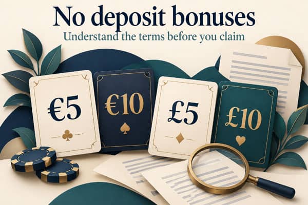 Comparison of €5, €10, £5 and £10 no deposit bonus amounts