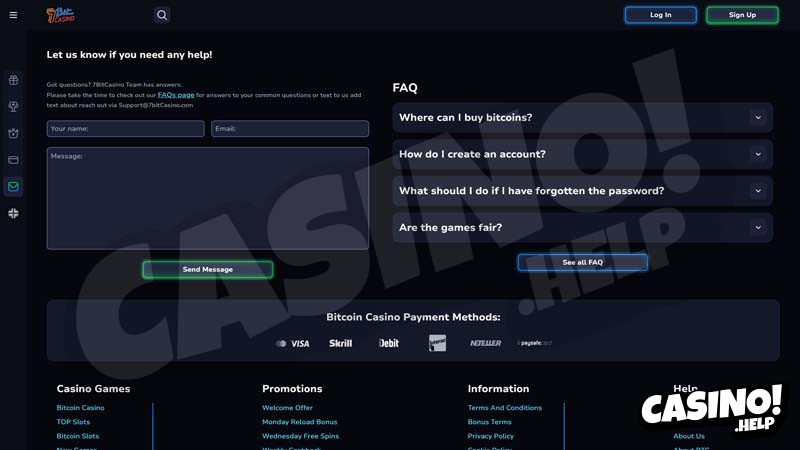 7bit-casino support screenshot