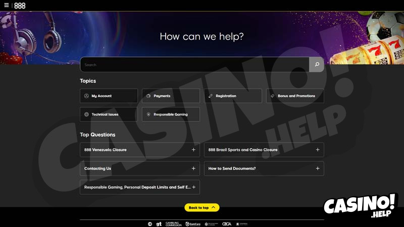 888sport support screenshot