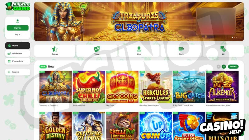 all-wins-casino lobby screenshot