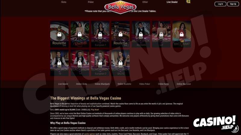 bella-vegas-casino live screenshot