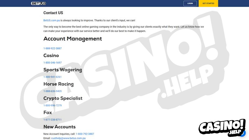 betus support screenshot