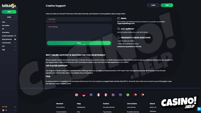 bitkingz support screenshot