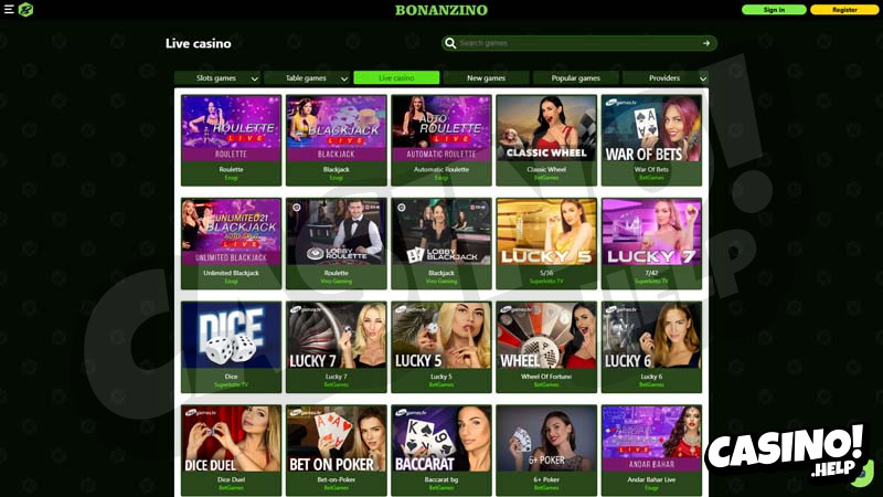 bonanzino live screenshot