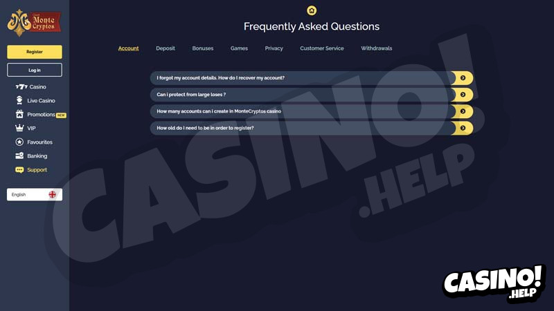 cabarino support screenshot