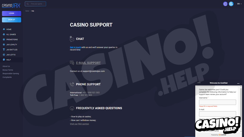 Thumbnail casino-jax support