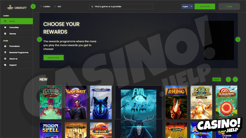 casino77 lobby screenshot