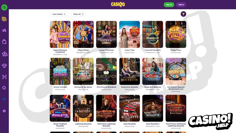 casiqo live screenshot
