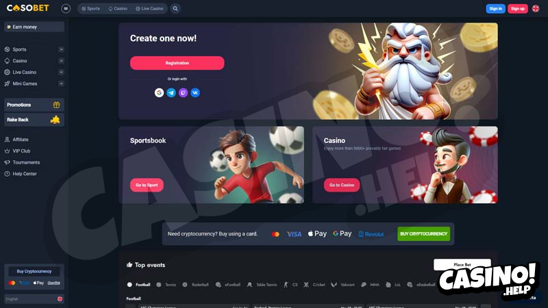 casobet lobby screenshot
