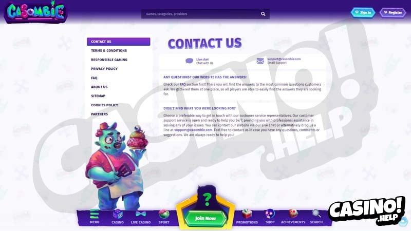 casombie support screenshot