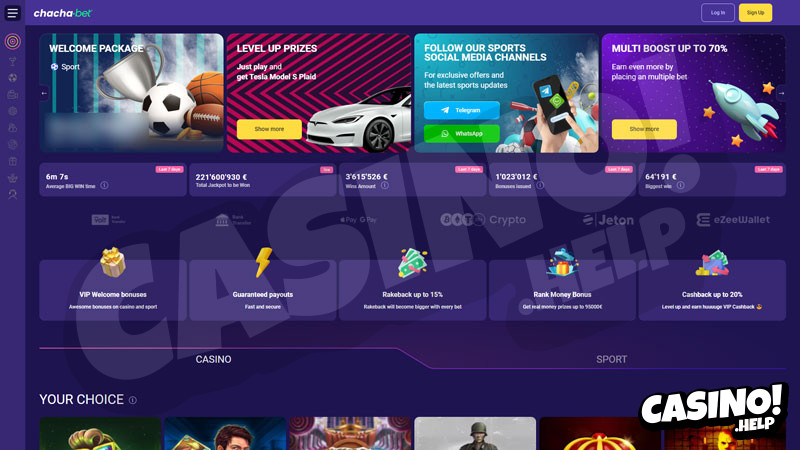 chachabet lobby screenshot