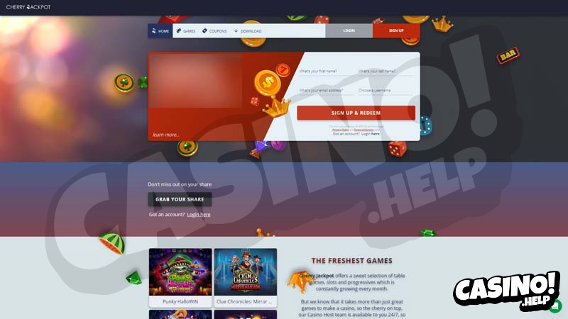 cherry-jackpot-casino lobby screenshot
