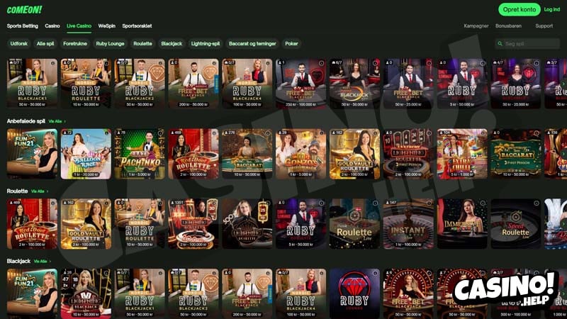 Thumbnail comeon-casino live