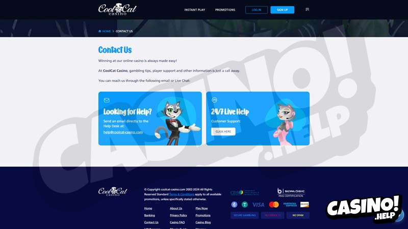 coolcat-casino support screenshot