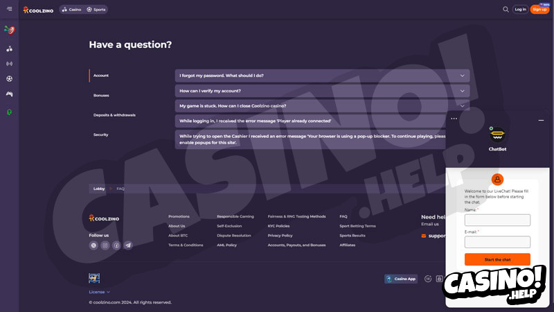 coolzino support screenshot