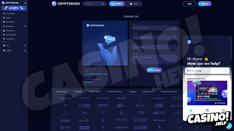 cryptorush support screenshot