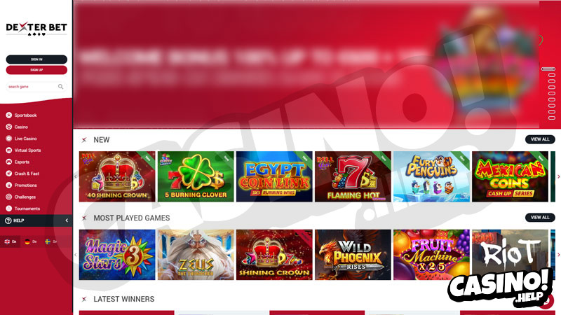 dexterbet lobby screenshot
