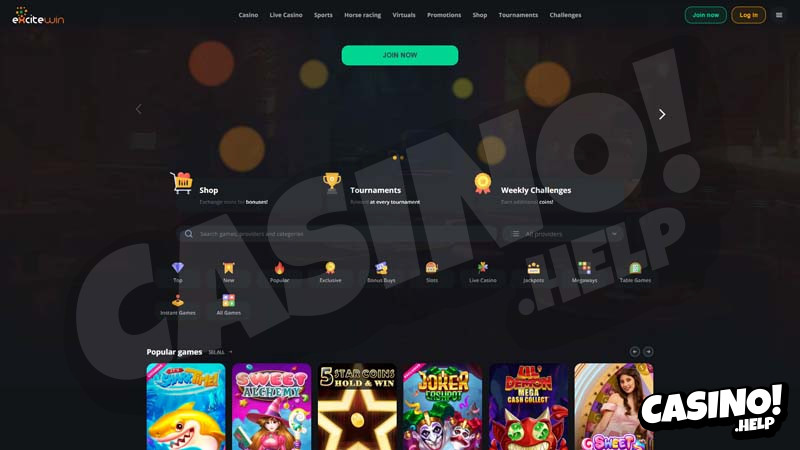 excitewin lobby screenshot