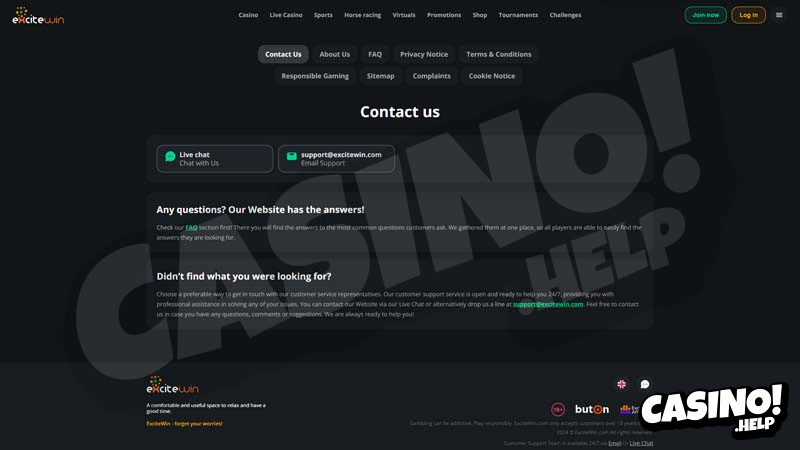 excitewin support screenshot