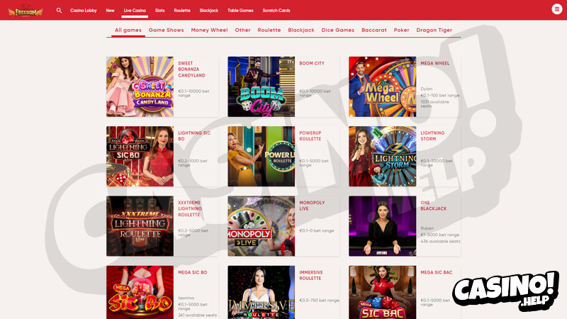 freedom-casino live screenshot